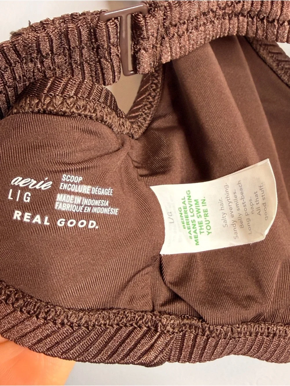 Aerie Ribbed Brown Bikini Set - Women's Swimwear Large - Picture 5 of 7